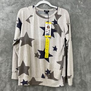 NWT Buffalo David Bitton Women's size S Soft Cozy Crewneck Stars Top Twinkle